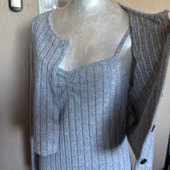 SHEIN Women’s Dress And Cardigan Set Brushed Ribbed Knit heather gray size XL - Picture 7 of 14